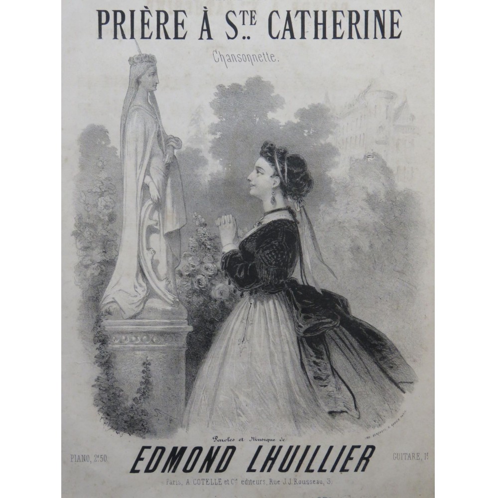 LHUILLIER Edmond Prière à Ste Catherine Chant Piano ca1850