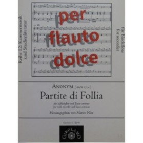 ANONYME Partite di Follia Flûte à bec Basse continue 1997