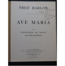BARLOW Fred Ave Maria Dédicace Chant Orgue 1919