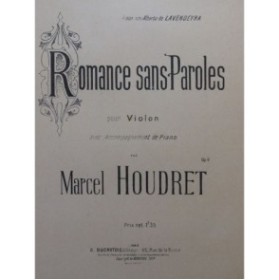 HOUDRET Marcel Romance sans Paroles Violon Piano 1904