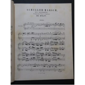 WOLFF Edouard Schiller Marsch Meyerbeer Piano 4 mains ca1860
