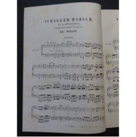 WOLFF Edouard Schiller Marsch Meyerbeer Piano 4 mains ca1860