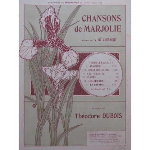 DUBOIS Théodore Les Violettes Chant Piano 1913