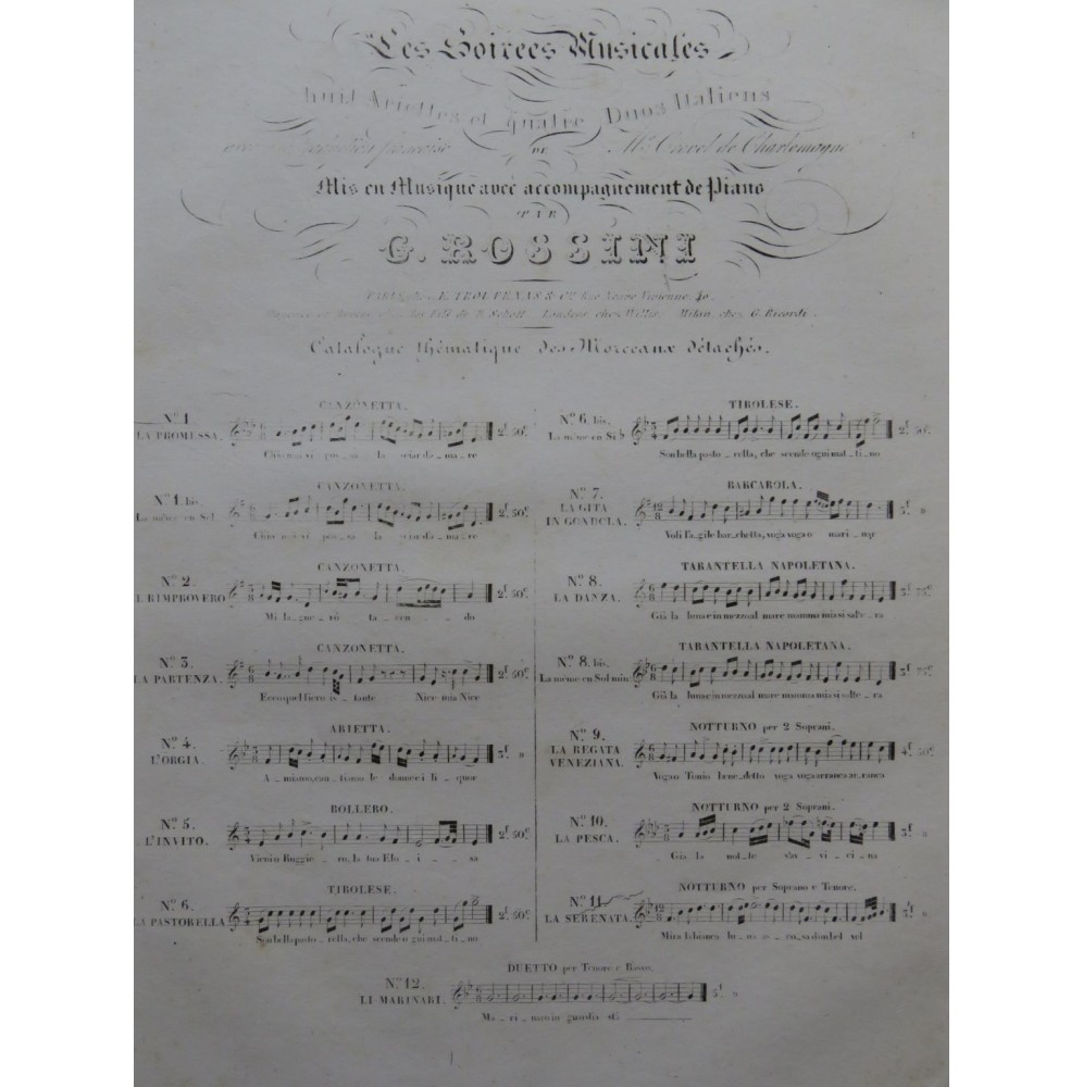 ROSSINI G. Li Marinari Chant Piano ca1830