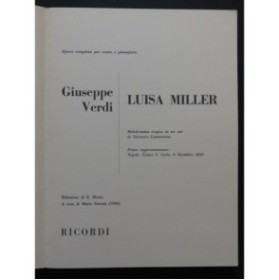 VERDI Giuseppe Luisa Miller Opéra Chant Piano 1976