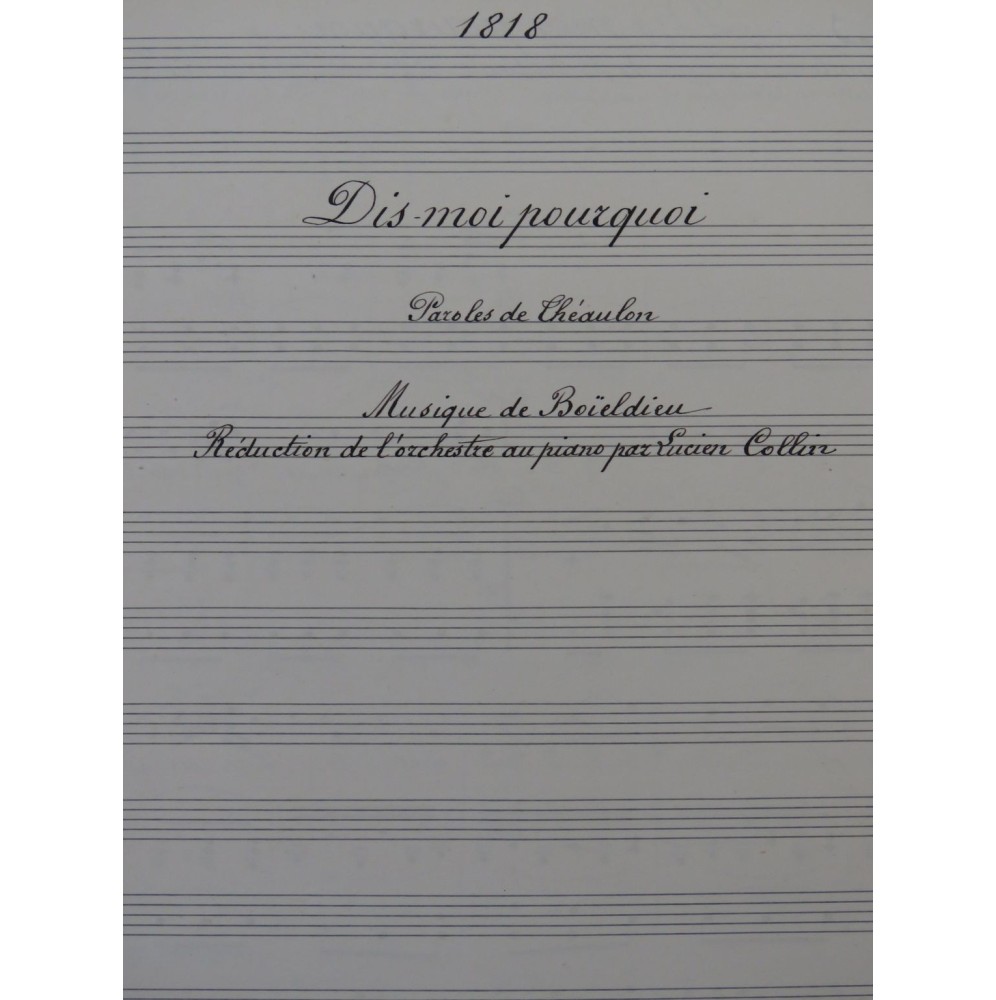 BOIELDIEU Adrien Dis-moi pourquoi Manuscrit Chant Piano 1917