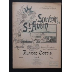 COTTIN Alfred Souvenir de Saint Aubin Mandoline Piano ou Guitare 1895