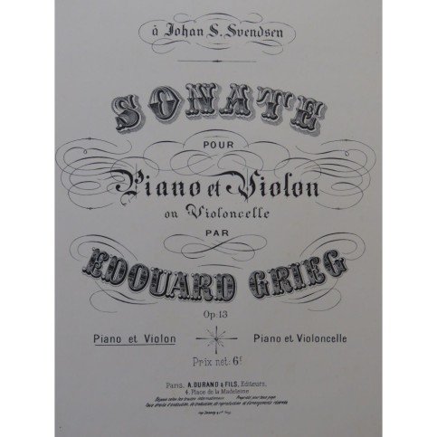 GRIEG Edouard Sonate Violon Piano ca1900