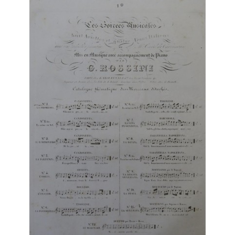 ROSSINI G. La Pesca Chant Piano ca1830