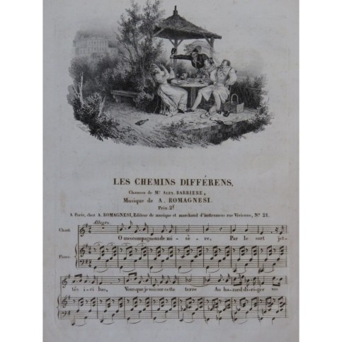 ROMAGNESI A. Les Chemins Différens Chant Piano ca1830