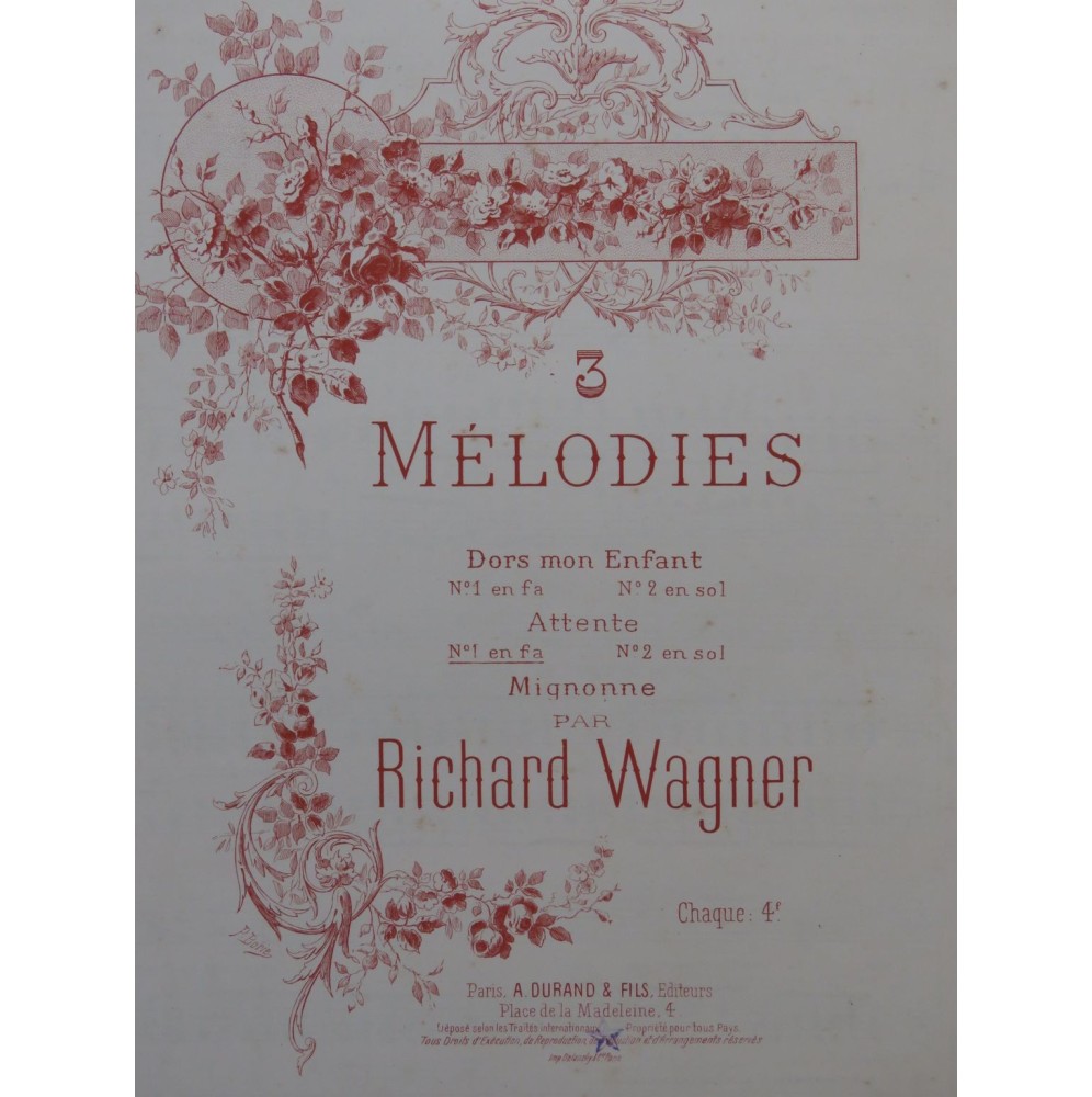 WAGNER Richard Attente Chant Piano ca1900