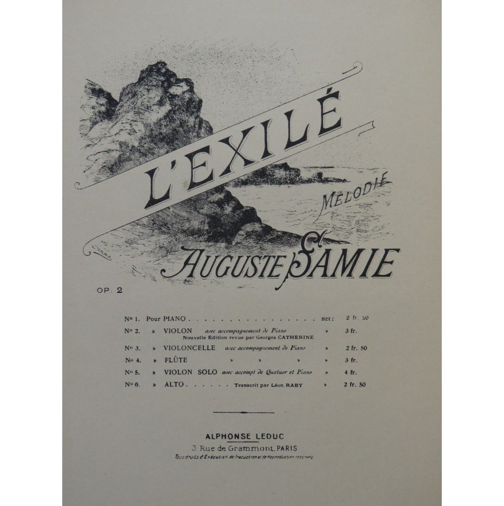 SAMIE Auguste L'Exilé Violon Piano