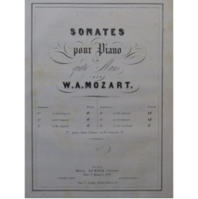 MOZART W. A. Sonate No 3 Piano 4 mains ca1860