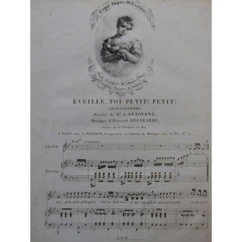 BRUGUIÈRE Edouard Éveille toi petit ! petit ! Chant Piano ca1840