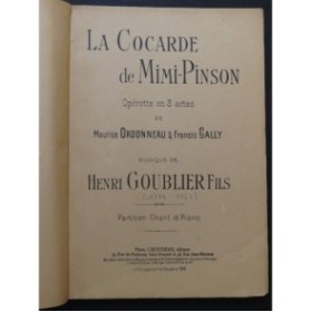 GOUBLIER Henri Fils La Cocarde de Mimi Pinson Opérette Chant Piano 1948