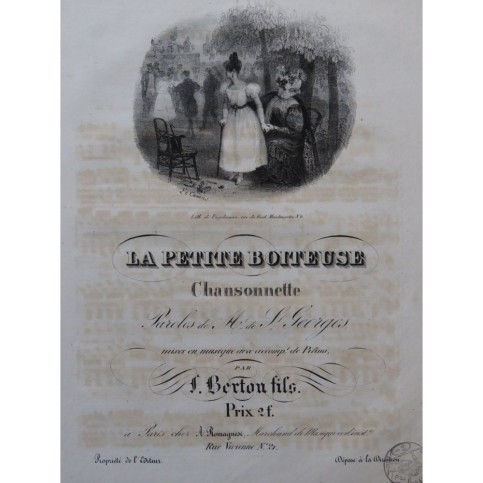 BERTON F. Fils La petite boiteuse Chant Piano ca1840