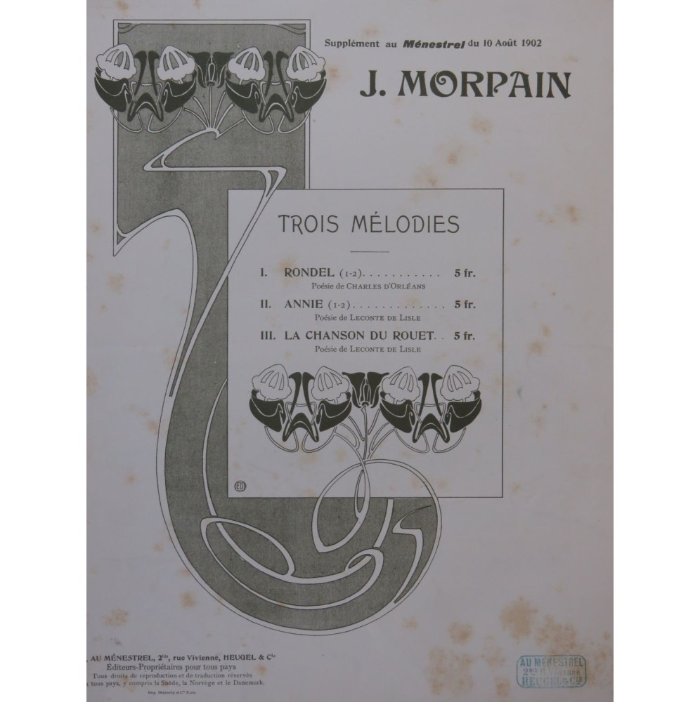 MORPAIN J. La Chanson du Rouet Chant Piano 1902