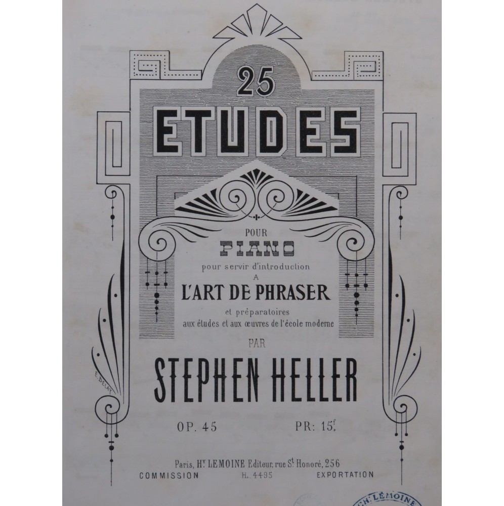 HELLER Stephen 25 Etudes Piano ca1858