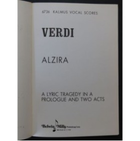 VERDI Giuseppe Alzira Opéra Chant Piano