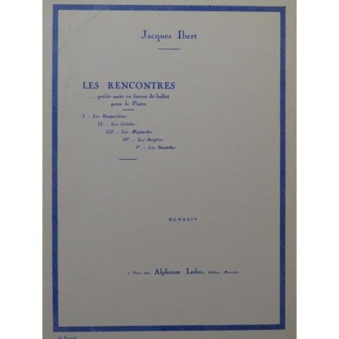 IBERT Jacques Les Rencontres Piano