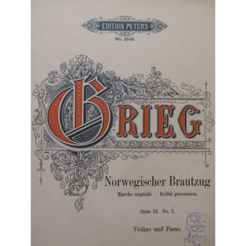 GRIEG Norwegischer Brautzug Violon Piano