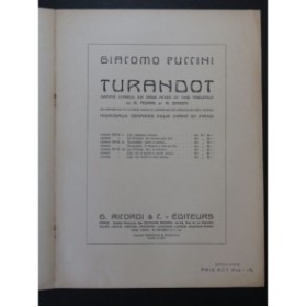 PUCCINI Giacomo Turandot O Maître Chant Piano 1927