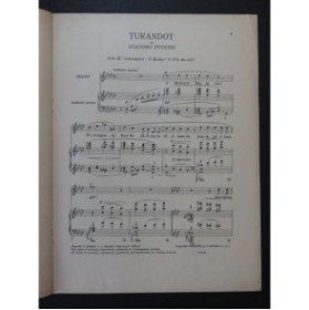 PUCCINI Giacomo Turandot O Maître Chant Piano 1927