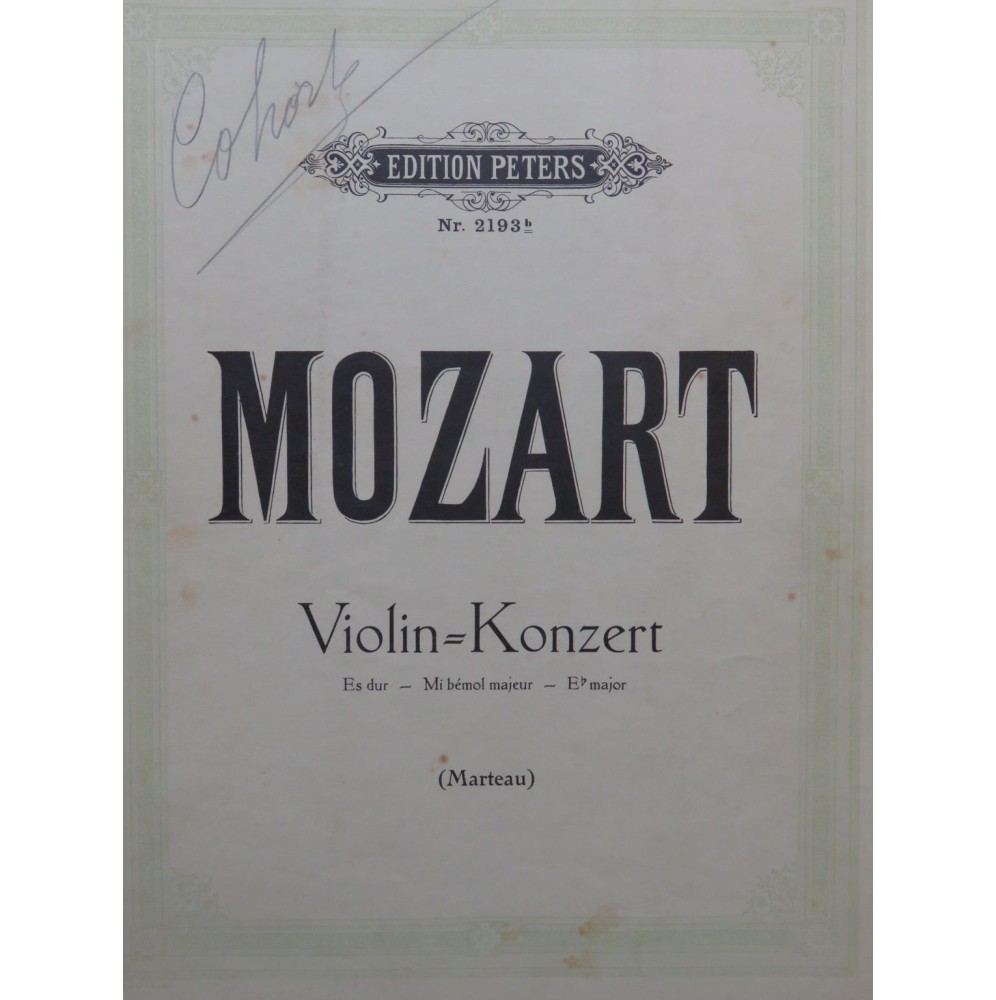 MOZART W. A. Concerto Es dur Violon Piano