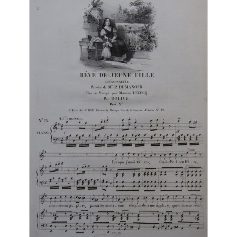 DOLIVE Rêve de jeune fille Chant Piano ca1830