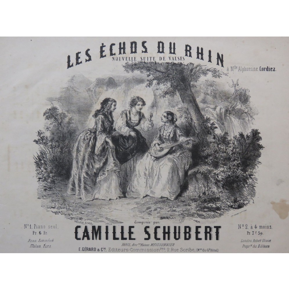 SCHUBERT Camille Les Echos du Rhin Piano ca1880