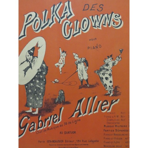ALLIER Gabriel Polka des Clowns Piano ca1900