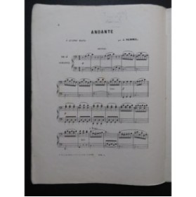 RUMMEL Joseph Andante Piano 4 mains ca1870