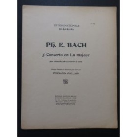 BACH C. Ph. E. Concerto No 3 La Majeur Violoncelle Piano 1924