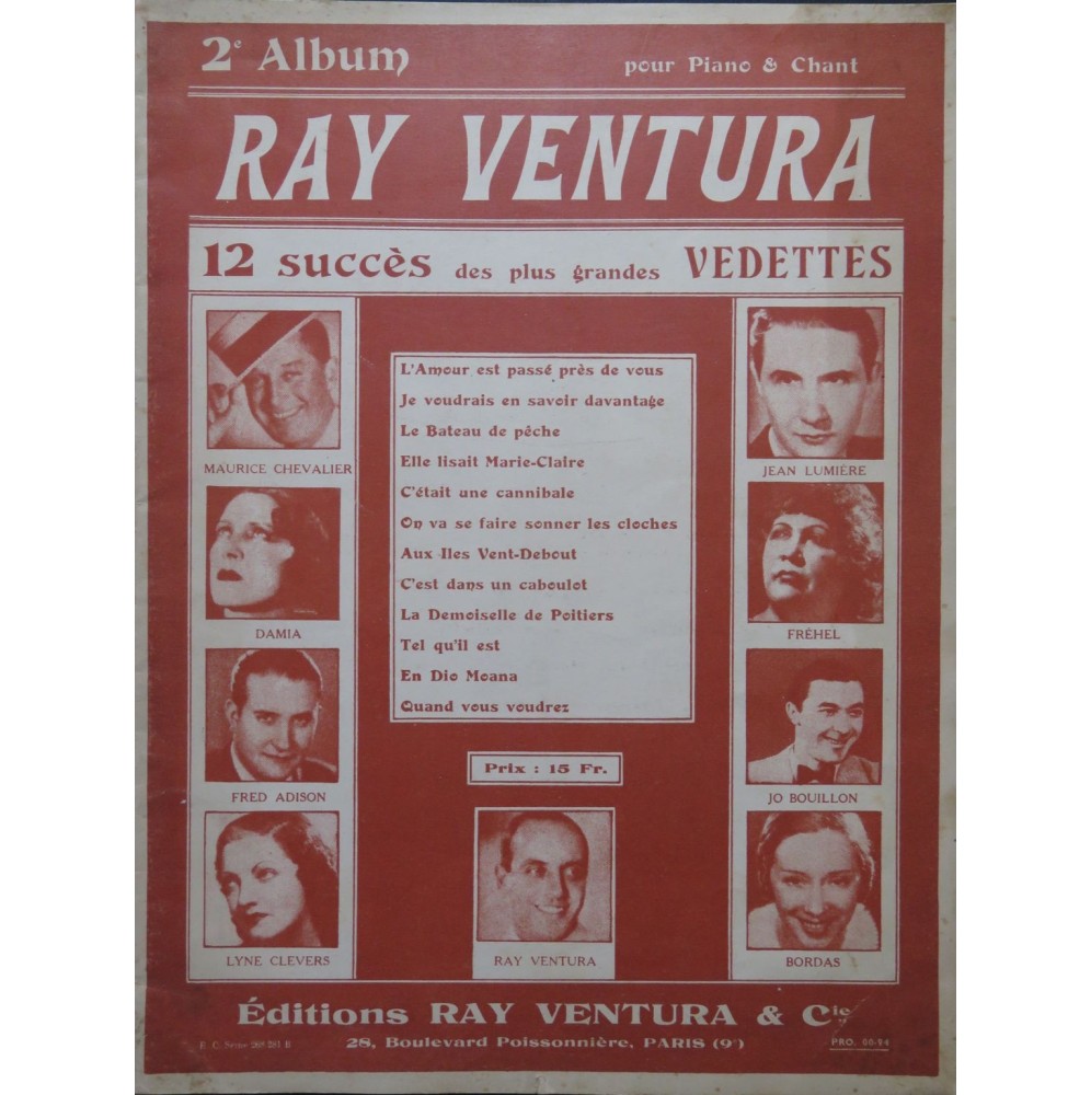 2e Album de Ray Ventura 12 Succès Chant Piano 1937