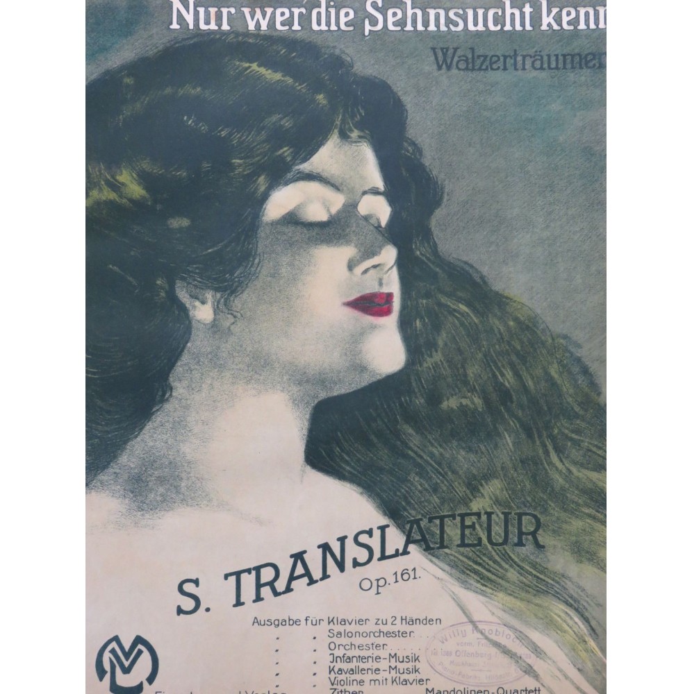 TRANSLATEUR S. Nur wer die Sehnsucht Kent Piano 1916