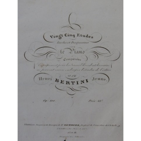 BERTINI Henri 25 Etudes op 100 Piano ca1835