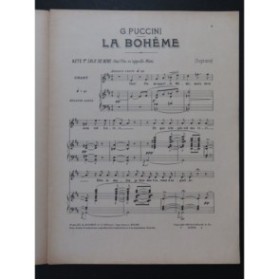 PUCCINI Giacomo La Bohème Solo de Mimi Chant Piano 1900