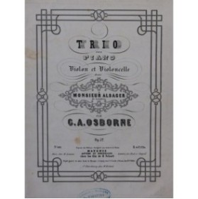 OSBORNE G. A. Trio op 52 Piano Violon Violoncelle ca1846