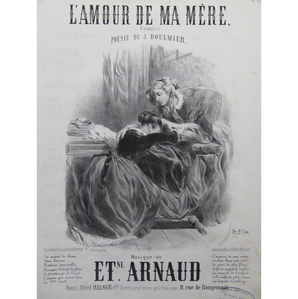 ARNAUD Etienne L'Amour de ma mère Nanteuil Chant Piano ca1860