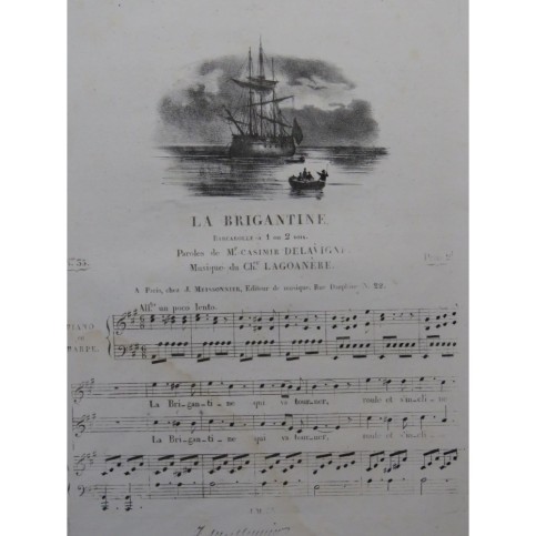 LAGOANÈRE La Brigantine Chant Piano ca1830