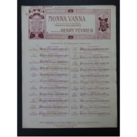 FÉVRIER Henry Monna Vanna No 10 Opéra Chant Piano 1908