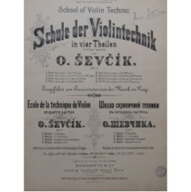 SEVCIK Otakar Ecole de la Technique du Violon 1ère Partie Violon 1901