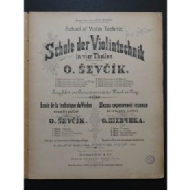 SEVCIK Otakar Ecole de la Technique du Violon 1ère Partie Violon 1901