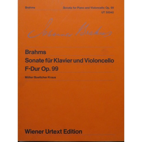 BRAHMS Johannes Sonate op 99 Violoncelle Piano