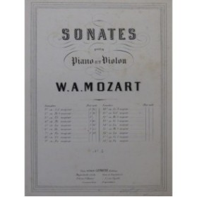 MOZART W. A. Sonate No 4 Violon Piano XIXe