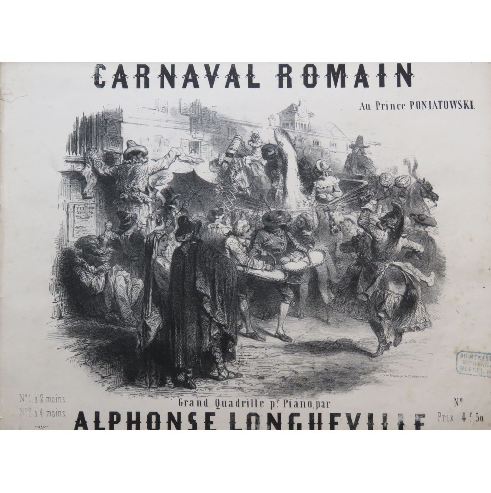 LONGUEVILLE Alphonse Carnaval Romain Piano ca1850