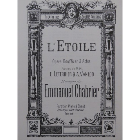 CHABRIER Emmanuel L'Étoile Opéra Chant Piano