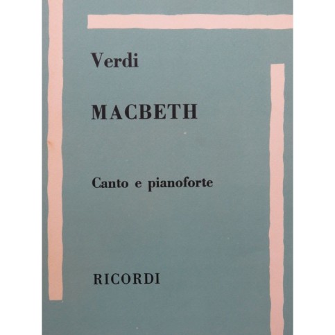 VERDI Giuseppe Macbeth Opéra Chant Piano 1975