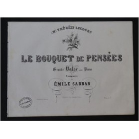 SABRAN Émile Le Bouquet de Pensées Piano XIXe siècle