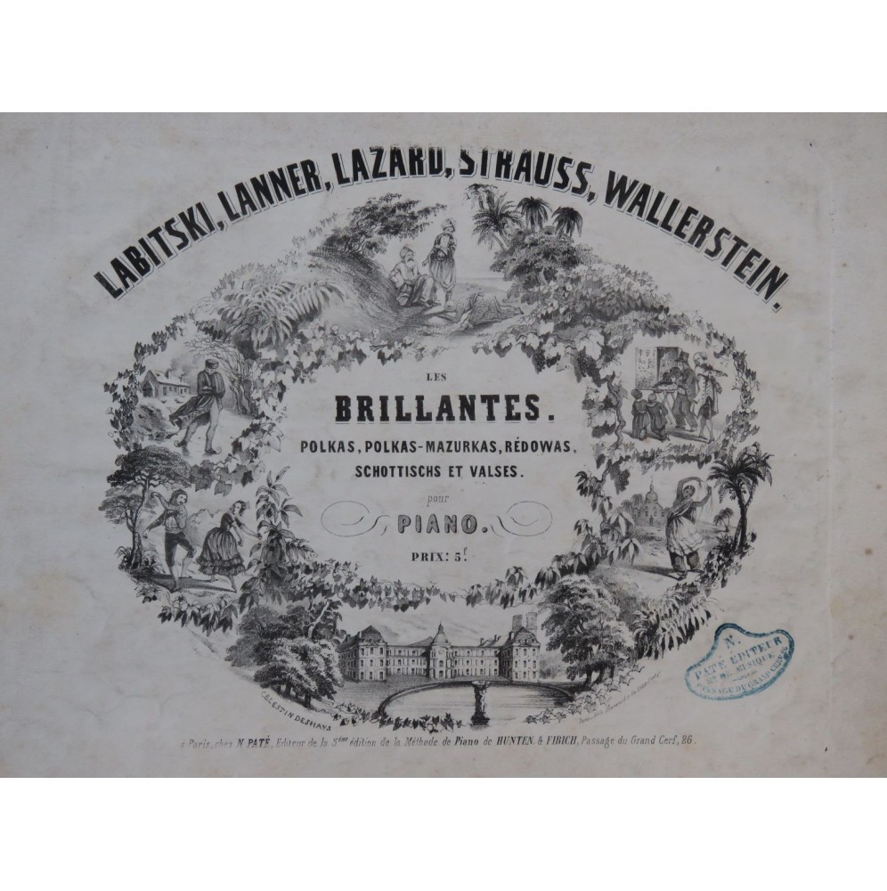 LABITSKI LANNER LAZARD STRAUSS WALLERSTEIN Les Brillantes Piano ca1850